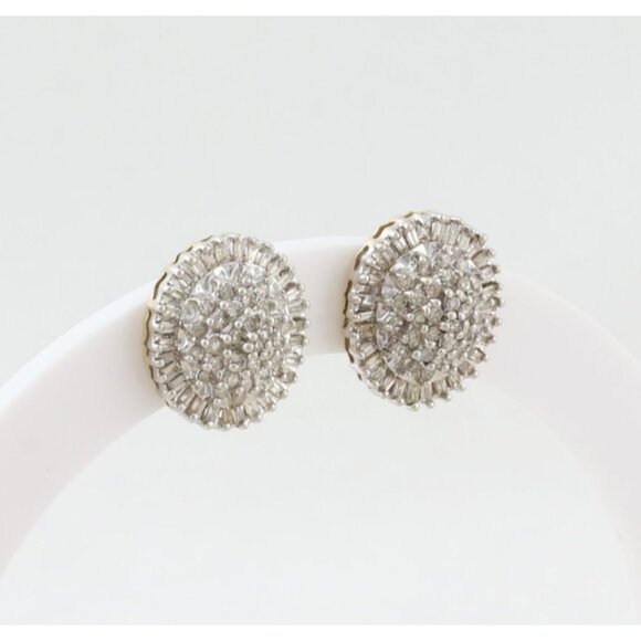 Unbranded Jewelry - 10k Yellow Gold 1 Carat Diamond Cluster Earrings Large Sparkly Studs 5/8" x 1/2"